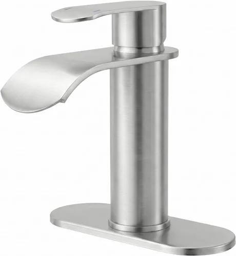 Vista 11 de Canilla para lavabo de recipiente color negro para baño: WOWOW - Canilla de baño alta de una sola manija - Canilla mezcladora de caída en cascada
