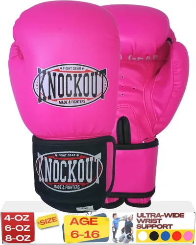 Vista 11 de Kids Boxing Gloves for Training, Youth Punching Bag Gloves Age 4-15 boys & girls, Wide hook-and-loop wrist strap, High-density foam padding, boxing