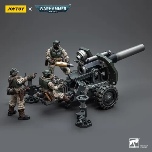 Vista 3 de LEBOO JOYTOY Warhammer 40K Astra Militarum Equipo de artillería con pistola de campo Bombast escala 1:18 coleccionable Joy Toy Figura de acción