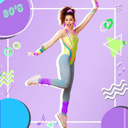Vista 5 de Accesorios de disfraces de los años 80 y 90 para mujer, diadema de neón de los años 80, aretes, calentadores de piernas, conjunto de traje de fiesta
