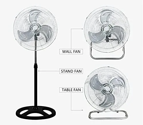 Vista 4 de Ventilador oscilante 3 en 1 (soporte + escritorio + ventilador de pared) ventilador oscilante de alta velocidad de 18 pulgadas de grado industrial