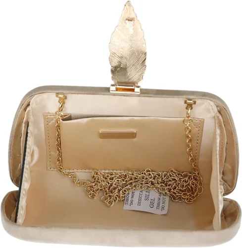 Vista 6 de Milisente Bolso de mano para mujer, de ante suave y sólido, bolso de mano de noche, bolso de hombro con cierre de hojas metálicas