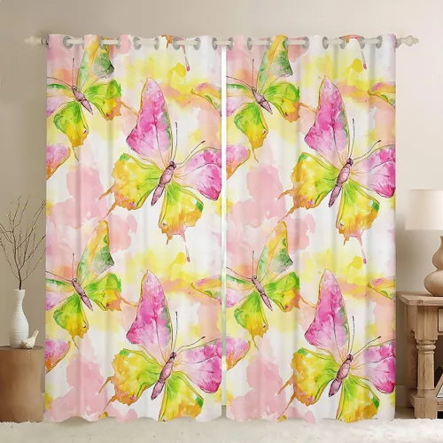 Vista 11 de Castle Fairy Daisy Florals Curtains for Living Room,Cartoon Wildflowers Window Drapes Bedroom Blackout,Retro Country Style Window Treatment Grommet
