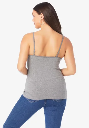 Vista 2 de Roaman's Cami de talla grande para mujer con brasier integrado y correas ajustables