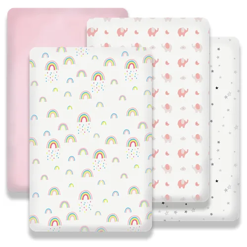 Vista 17 de Sábanas ajustadas para cuna para bebés niños 3 Pack, juego de sábanas de cuna de microfibra extra suave de 28" x 52" para colchón de cuna de bebé