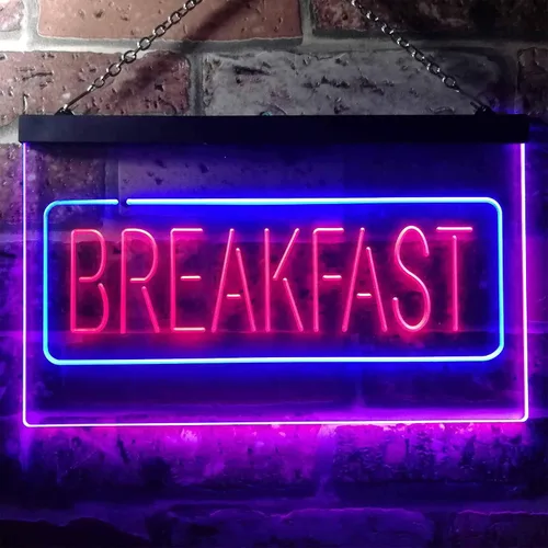 Vista 2 de ADVPRO All Day Breakfast Café - Letrero de neón LED de doble color, azul y rojo, 16 x 12 pulgadas, st6s43-i2862-br azul y Red