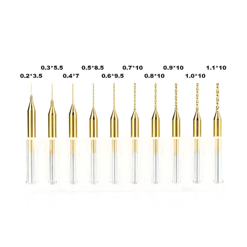 Vista 4 de HUHAO Juego de 10 brocas micro, 0.008 in-0.043 in, vástago de 1/8 pulgadas, flauta en espiral CNC, brocas para placa de circuito, joyería de piedra