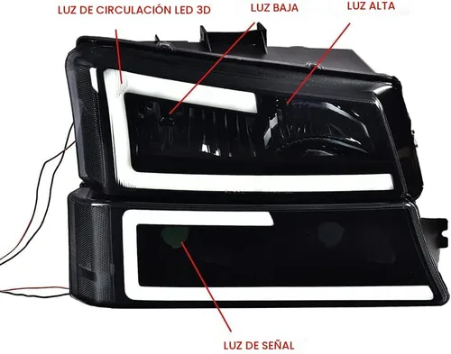Vista 7 de PIT66 Conjunto de faros delanteros LED compatible con Chevy Silverado 1500 2500 3500 HD modelo 2003-2006 compatible con Avalanche 1500 2500 Fit sin