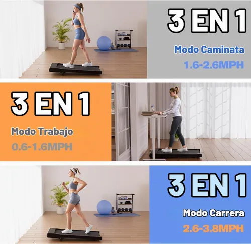 Vista 3 de MJWW Walking Pad, Auto Incline, 3.0HP, 300lb, Under-Desk, Remote LED 3-Negro