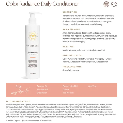 Vista 6 de INNERSENSE Organic Beauty - Champú de baño para el cabello Natural Color Awakening + Acondicionador Color Radiance No tóxico, libre de crueldad