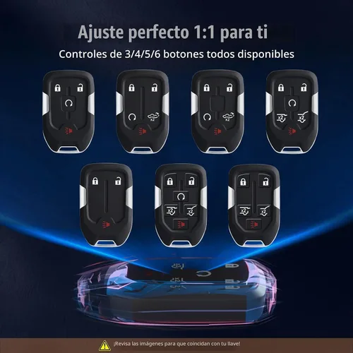 Vista 3 de Protector de llavero, llavero, accesorios para GMC, Yukon, Sierra, Chevy Silverado 1500 2500/3500HD (3/4/5/6 botones)