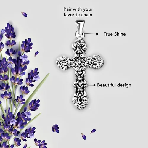 Vista 5 de SHOP LC 925 Sterling Silver Cross Pendant for Men Oxidized Swirling Celtic Religious Women Jewelry Gifts Catholic Faith Christian Birthday Gifts
