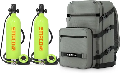 Vista 12 de SMACO Mini tanque de buceo 1.9L Tanque de buceo portátil (2 piezas) Reutilizable Buceo Pony Botella de Respaldo Cilindro de aire de buceo hasta 30