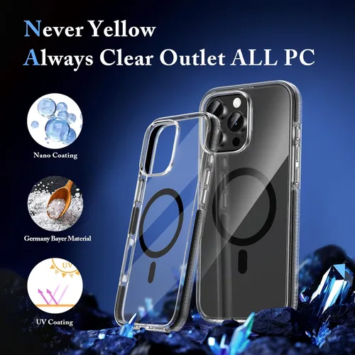Vista 9 de MILPROX Compatible con iPhone 16 Pro Funda – con protector de pantalla – Compatible con MagSafe – Diseño magnético claro transparente – Que no se