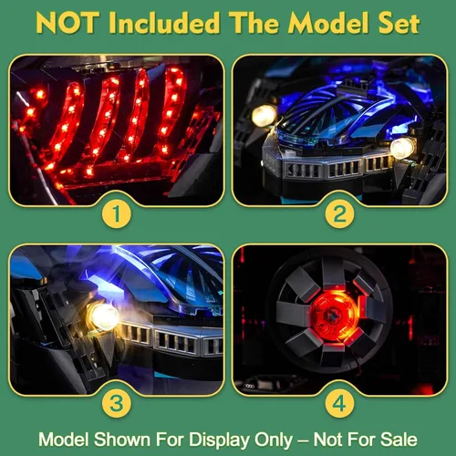 Vista 7 de LocoLee Kit de luces compatible con Lego 76304 Batman Forever Batmobile – Sin modelo solamente, accesorios de iluminación LED compatibles con Lego