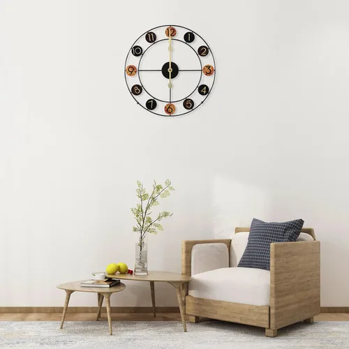Vista 3 de Wall Clocks, Large Modern Metal Wall Clocks, Retro Art Design Clock, Arabic Numerals Clock, Wall Decor-50cm, for Living Room, Bedroom, Study