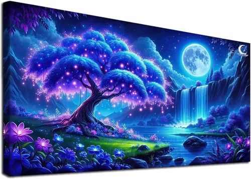 Vista 8 de JATOK Kits de pintura de diamantes para adultos, kits de arte de diamantes en cascada colorida 5D para principiantes, pintura de taladro redondo