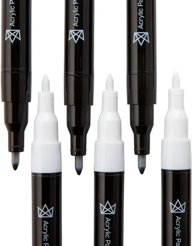 Vista 5 de KINGART PRO - Bolígrafos de pintura extra fina, punta de 0.028 in, 6 marcadores de pintura acrílica, bajo olor y secado rápido para rocas, madera