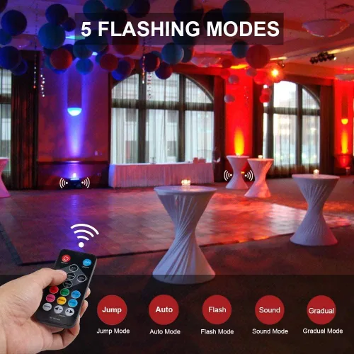 Vista 4 de MOSFiATA Paquete de 4 luces Par, RGB 36 luces LED de escenario activadas por sonido, control DMX, 7 modos de iluminación vertical con control