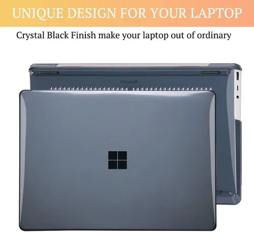 Vista 6 de CISSOOK Crystal Black - Funda para laptop Microsoft Surface de 12.4 pulgadas, carcasa rígida de plástico negra con cubierta de teclado para laptop