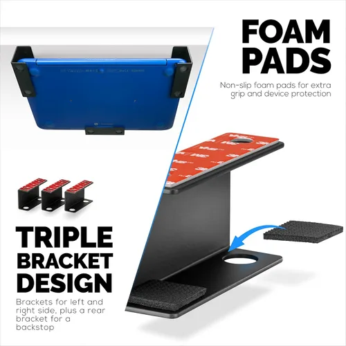 Vista 7 de Soporte para laptop debajo del escritorio para escritorio, adhesivo y atornillado, dispositivos de hasta 1.5 pulgadas de grosor como Macbooks