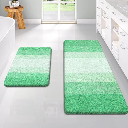 Vista 25 de OLANLY - Juego de tapetes para baño de 2 piezas, de microfibra, suaves y absorbentes, antideslizantes, lavables a máquina y para secadora, felpudos