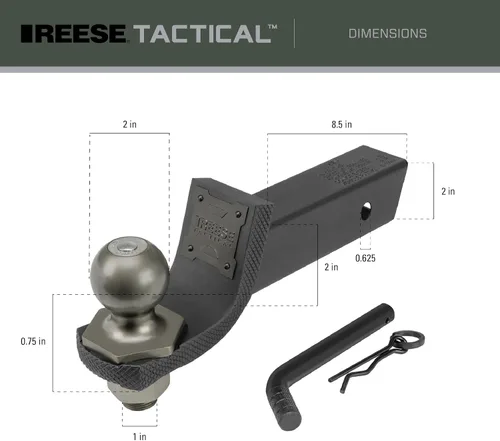 Vista 5 de Reese Interlock® Tactical™ Kit de inicio de montaje de bola de enganche de remolque, se adapta al receptor cuadrado de 2 pulgadas, caída de 2