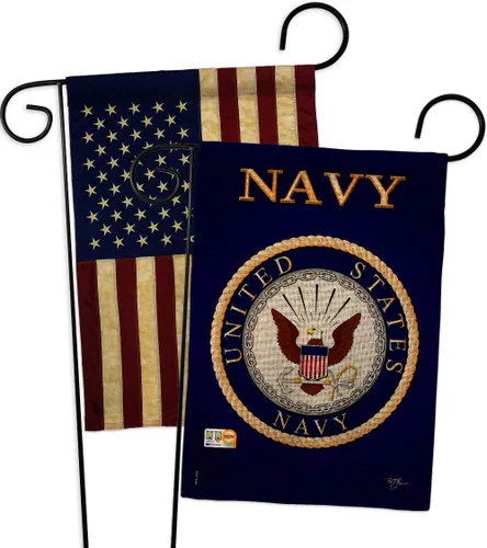 Vista 19 de Breeze Decor Bandera de jardín de 13 x 18.5 pulgadas, con licencia oficial de las Fuerzas Armadas de los Estados Unidos de la Marina de los Estados