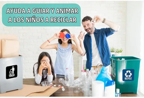 Vista 7 de Imanes de reciclaje y basura para botes de basura de cocina y contenedores de reciclaje, combo de imanes de basura y reciclaje