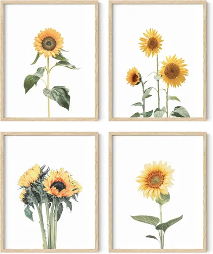 Vista 67 de HAUS AND HUES Arte de pared floral gris, juego de 4 pósteres de plantas para pared vintage, impresiones botánicas, cuadros de flores en blanco