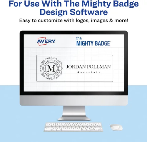 Vista 5 de The Mighty Badge by Avery, 1" x 3" Inserts for Name Tags, 100 Clear Inserts for Inkjet Printers Only (71209) (Pack of 10)