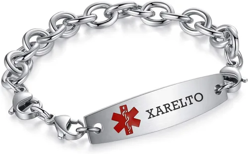 Vista 116 de Brazaletes de alerta médica ajustables de 7.5" a 9" para mujer/hombre, de acero inoxidable, intercambiables Cadena de bloque