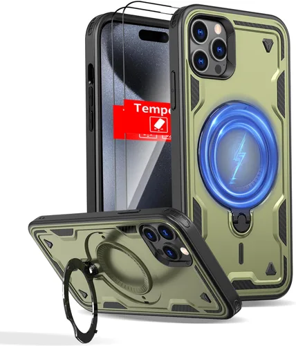 Vista 31 de Funda magnética para Google Pixel 9 Pro XL compatible con cargador inalámbrico MagSafe, para Pixel 9 Pro XL con soporte de 360° + 2 protectores