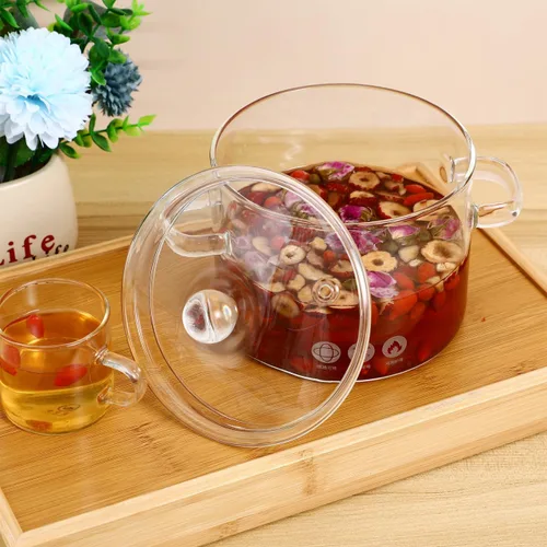 Vista 3 de DOITOOL Olla de sopa de vidrio con tapa, olla de cocina transparente de borosilicato para estufa, resistente al calor, cocina casera para fideos