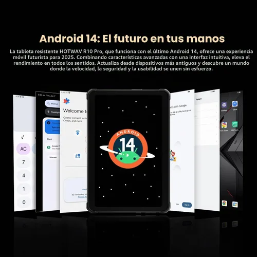 Vista 7 de HOTWAV R10 Pro 2025 Tableta Resistente Android 14 - 10.1 Pulgadas HD+ 10800mAh Tableta Impermeable, 20GB RAM+256GB ROM/1TB TF Tablets para Negro