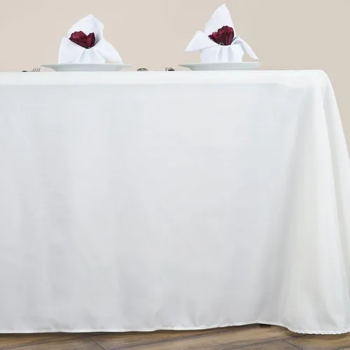 Vista 2 de TABLECLOTHSFACTORY Manteles rectangulares de poliéster de esquina redonda 90 "x 156" - Marfil