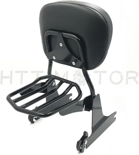 Vista 8 de Sissy Bar - Portaequipajes para Softail 2000-2005 y respaldo de pasajero desmontable de lujo 2006-2019 cromado [P/N: SBB025+P] Negro