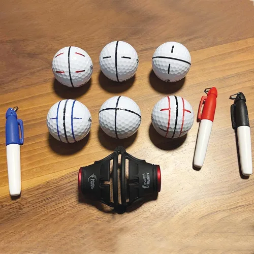 Vista 7 de BIRDIE79 360-Degree Golf Ball Marker Alignment Tool Kit with 3-Color Pens and Gift Box.