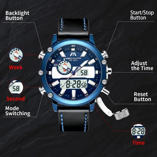 Vista 5 de MEGALITH Relojes digitales militares para hombre reloj deportivo al aire libre táctico de 1772in cara grande 5 ATM resistente al agua con alarma