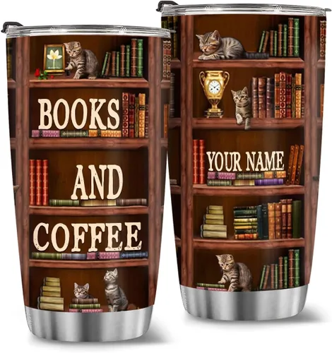 Vista 58 de T40413 - Taza personalizada para amantes de los libros, taza de café con texto en inglés "Just A Girl Loves Book", regalo para mujeres y niñas