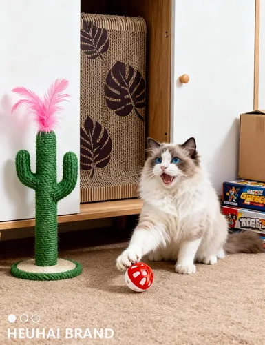 Vista 4 de 6 pelotas de juguete para gatos de interior con 4 bolas de campana y 2 bolas de felpa Juego interactivo, sin BPA, diseño colorido, 1.5 pulgadas