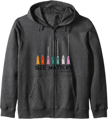 Vista 4 de Needle Size Matters Sudadera con capucha con cremallera divertida de enfermería CNA Nurse Life, Verde
