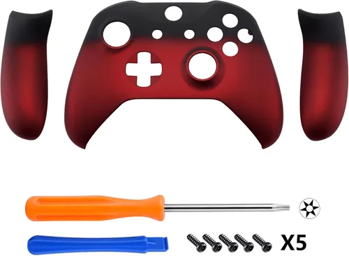 Vista 3 de eXtremeRate Piezas de repuesto de placa frontal de carcasa frontal de tacto suave con panel de rieles laterales para controlador Xbox One X y One S