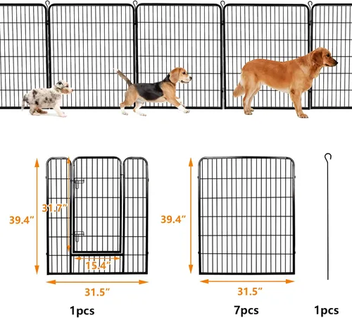 Vista 5 de Nova Microdermabrasion Corralito para perros de 8 paneles, 40 pulgadas de altura, interior/exterior, perros pequeños a grandes, perrera
