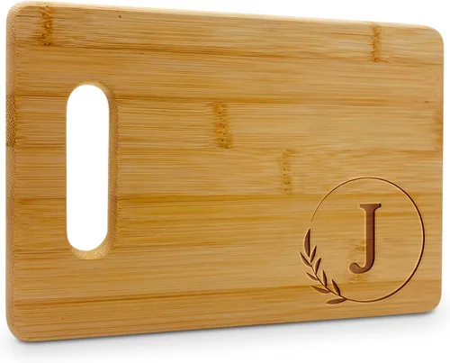 Vista 27 de On The Rox Tablas de cortar con monogramas, 9 x 12 pulgadas, tablero de bambú grabado personalizado de la A a la Z (A) – Tabla de cortar de madera