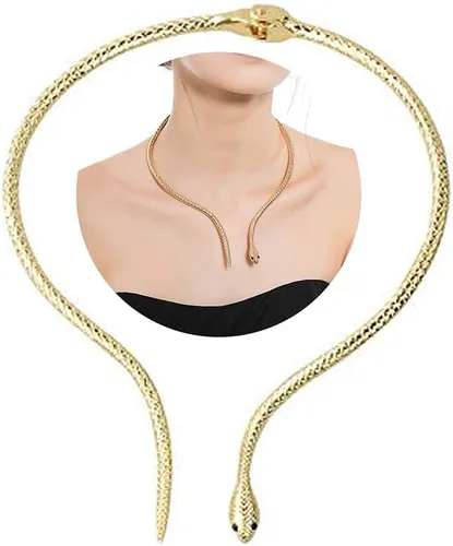 Vista 10 de YANCHUN Collar de serpiente flexible, pulsera de Medusa, disfraz gótico vintage, joyería de cadena flexible, collar de cadena flexible, accesorios