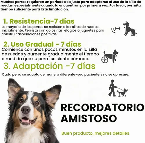 Vista 8 de Silla de ruedas ajustable para patas traseras, para perros de todas las razas, incluye chaleco de alta visibilidad, correa y elevación