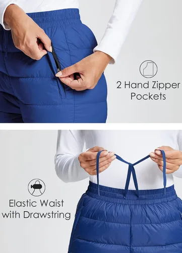 Vista 4 de BALEAF Pantalones de plumón para mujer, ultraligeros, resistentes al agua, para esquí, nieve, pantalones acolchados y abrigados
