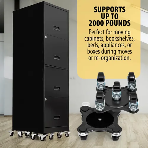 Vista 7 de Movers de muebles con ruedas – Juego de 4 herramientas elevadoras de muebles resistentes con capacidad de carga de 2000 libras, plataforma