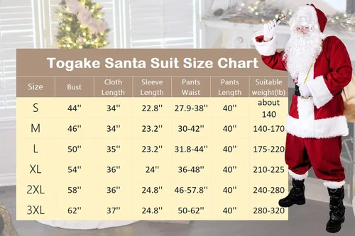Vista 7 de Traje de Santa Claus para adultos y hombres, 11 piezas, color rojo, de lujo, clásico, de terciopelo, disfraz de Papá Noel para fiesta de Navidad